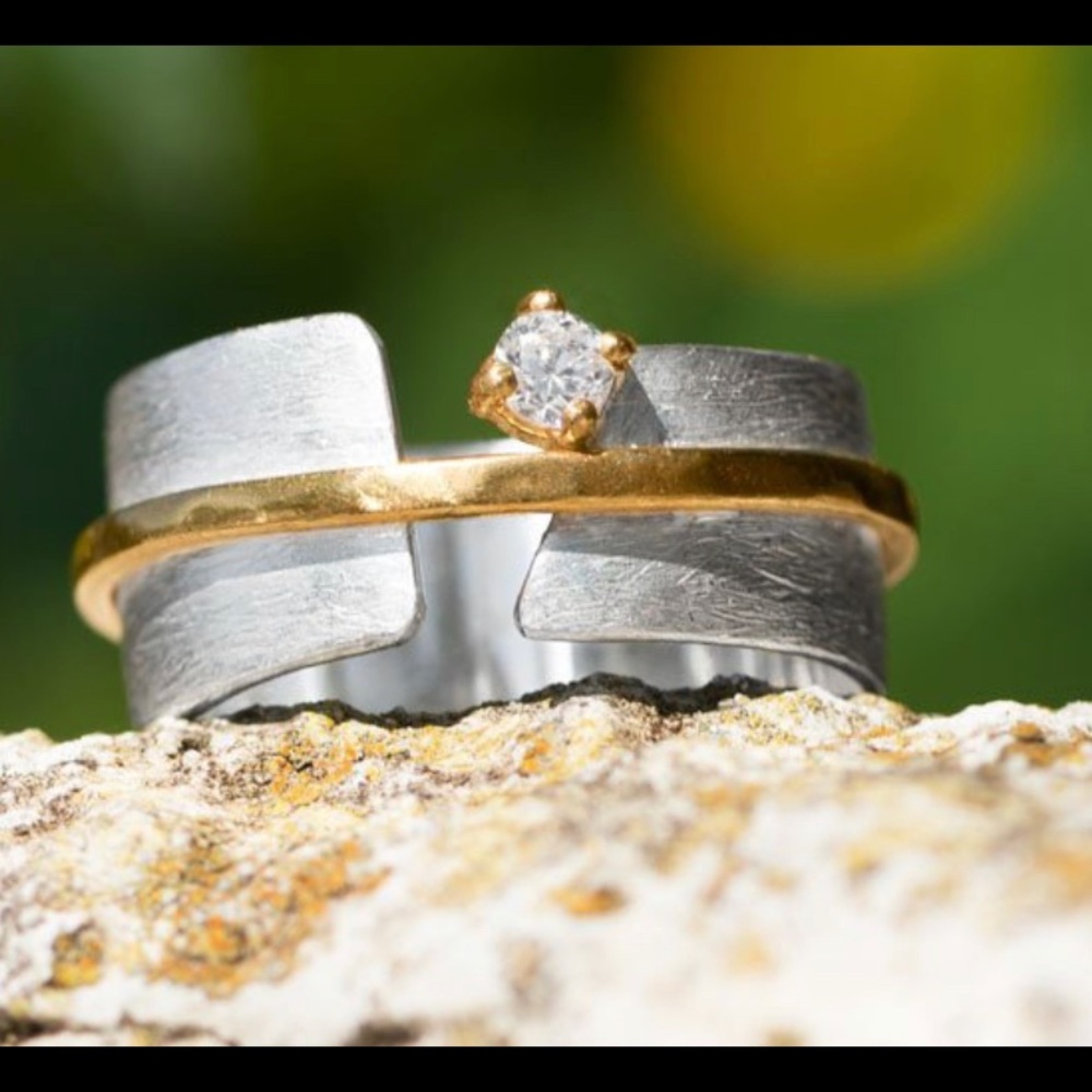 Two Tone Art Deco Ring